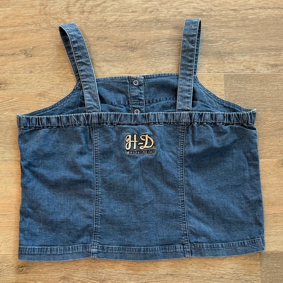 Harley Davidson Motorcycle Denim Blue Tank Top Embroidered Buttons Vintage 90s - Picture 6 of 12